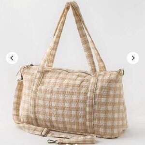 Aerie Quilted Duffle Bag SOLD OUT Natural SMILY FACE